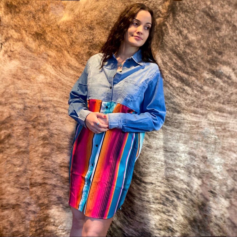 Denim Serape Dress/ Tunic - Picture 2 of 5